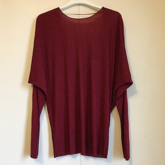 NWT Topshop Burgundy Doleman Sleeve Open Back Twist Crepe Top - Picture 1 of 15
